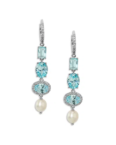Nadri Maiden Cubic Zirconia & Cultured Freshwater Pearl Linear Earrings In Metallic