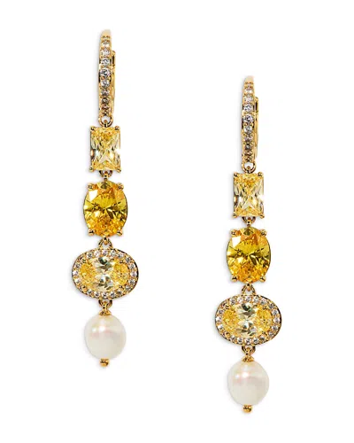 Nadri Maiden Cubic Zirconia & Imitation Pearl Linear Drop Earrings In Gold