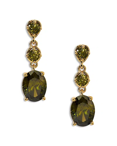 Nadri Maiden Oval Linear Earrings In Green