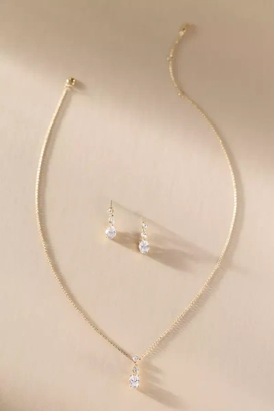 Nadri Maiden Oval Necklace & Earrings Set In Gold