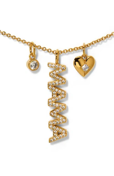 Nadri Mama Crystal Pavé Charm Necklace In Gold