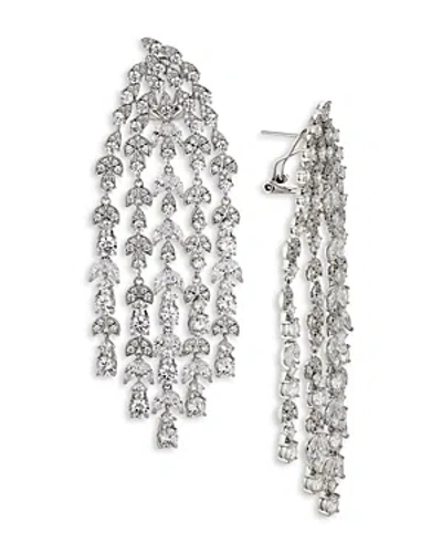 Nadri Midsommer Cubic Zirconia Cascade Statement Earrings In Rhodium Plated In Silver