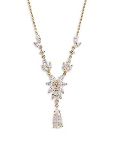 Nadri Midsommer Cubic Zirconia Flower Lariat Necklace In 18k Gold Plated, 16-18