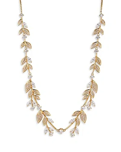 Nadri Midsommer Cubic Zirconia Leaf Adjustable Statement Necklace In 18k Gold Plated