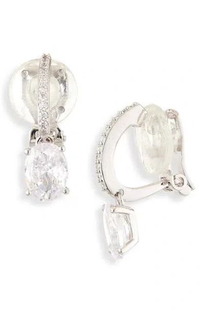 Nadri Modern Love Crystal Clip-on Earrings In Metallic