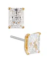 Nadri Modern Luv Large Emerald Cut Cubic Zirconia Stud Earrings In Gold