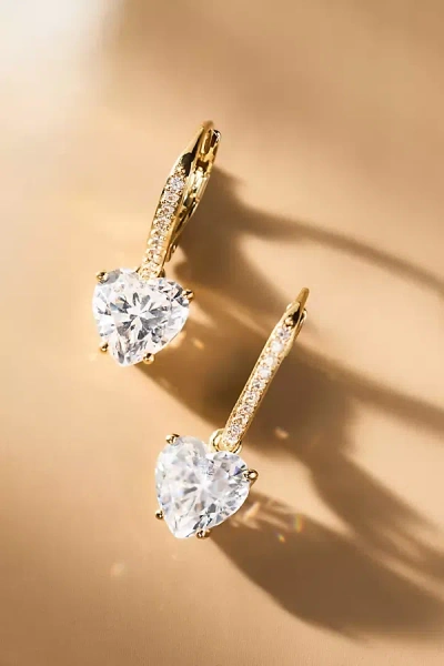 Nadri Modern Love Heart Leverback Drop Earrings In Gold