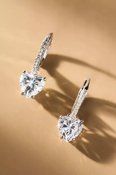 Nadri Modern Love Heart Leverback Drop Earrings In Metallic