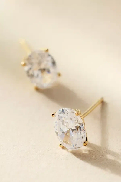 Nadri Modern Love Large Oval Crystal Stud Earrings In Gold