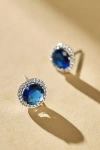 Nadri Modern Love Round Crystal Halo Stud Earrings In Blue