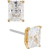 Nadri Modern Luv Large Emerald Cut Cubic Zirconia Stud Earrings In Gold