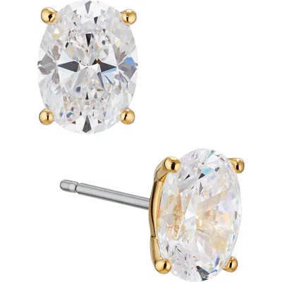 Nadri Modern Luv Large Oval Cubic Zirconia Stud Earrings In Gold