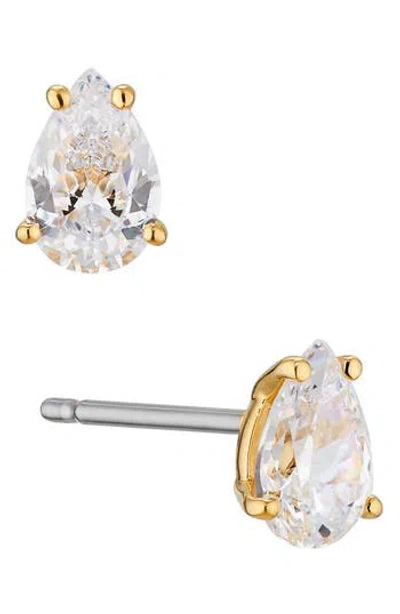 Nadri Modern Love Pear Shape Cubic Zirconia Stud Earrings In Gold