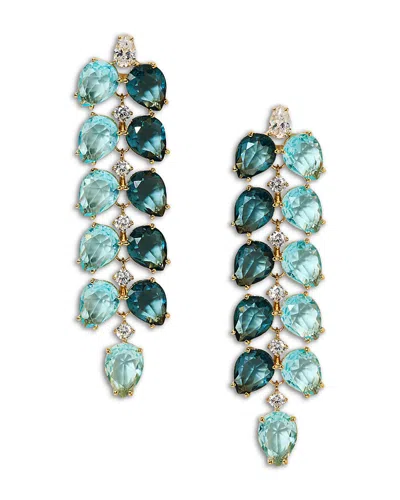 Nadri Mojito Pear Shape Crystal Double Row Linear Drop Earrings In Green