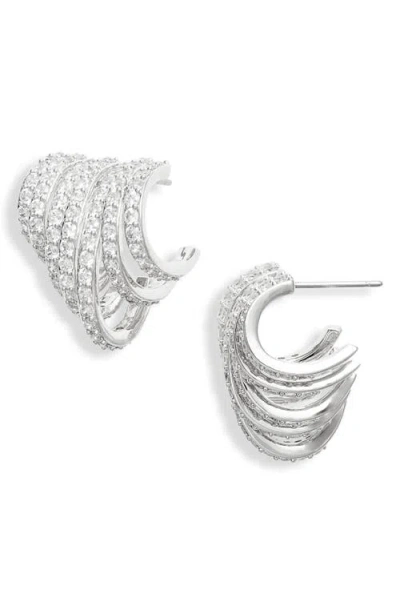 Nadri Multirow C-hoop Earrings In Silver
