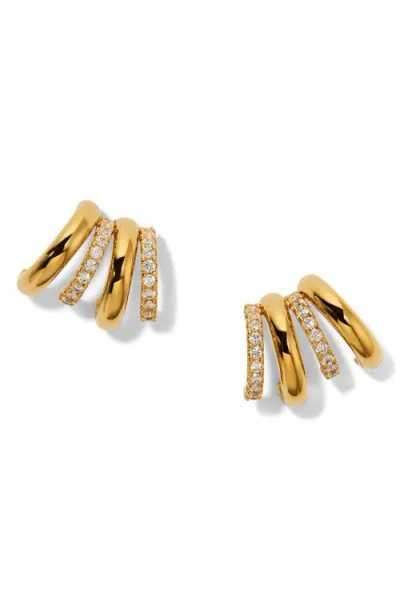 Nadri Muse Multi Row Stud Earrings In Gold
