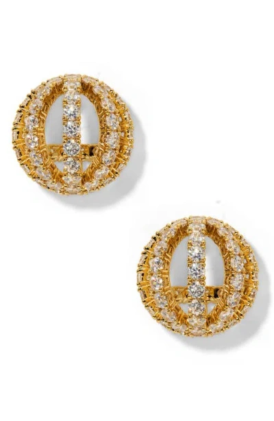 Nadri Muse Sphere Button Earrings In Gold