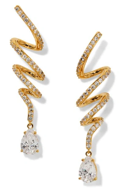 Nadri Muse Twirl Cubic Zirconia Linear Drop Earrings In Gold