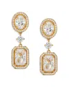 Nadri Nadra Radiant Cubic Zirconia Halo Double Drop Earrings In 18k Gold Plated In Gold