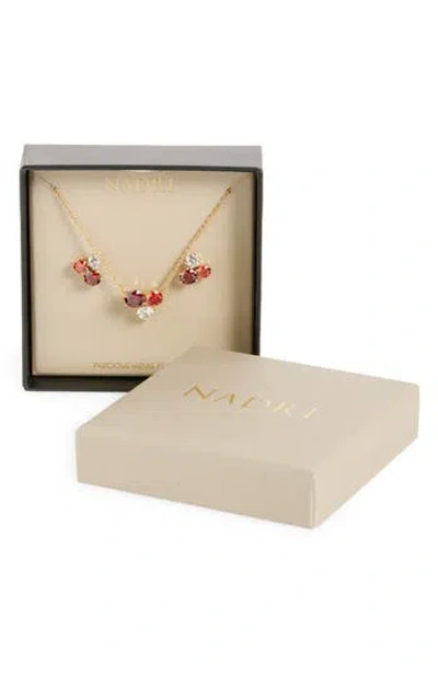 Nadri Natural Beauty Crystal Cluster Stud Earrings & Necklace Set In Gold