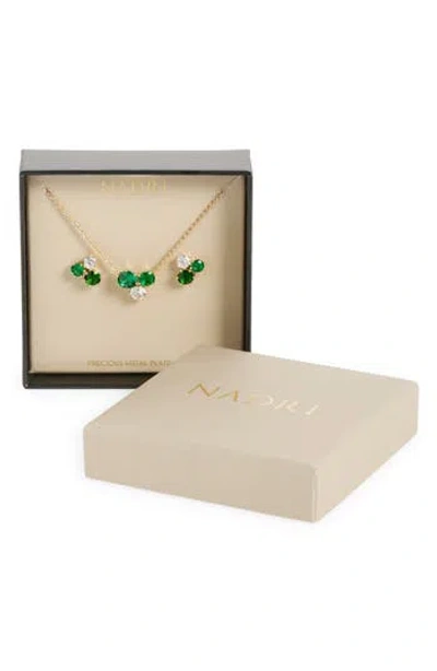 Nadri Natural Beauty Crystal Cluster Stud Earrings & Necklace Set In Green