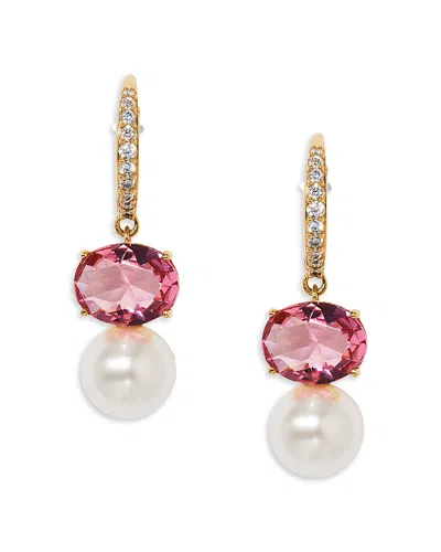 Nadri Natural Beauty Drop Earrings In Pink/gold