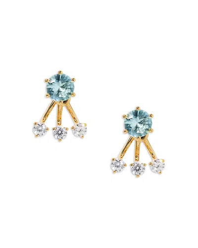 Nadri Natural Beauty Jacket Earrings In Blue/gold