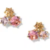 Nadri Natural Beauty Trio Crystal Stud Earrings In Pink/gold