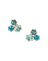 Nadri Natural Beauty Trio Stud Earrings In Blue/gold