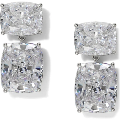 Nadri Northern Lights Cubic Zirconia Double Drop Earrings In Rhodium