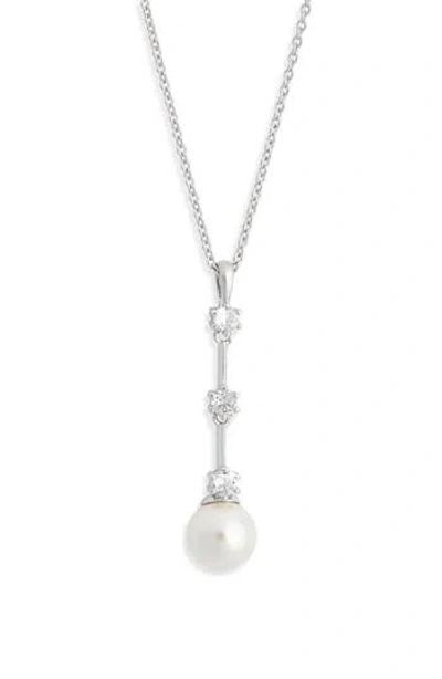 Nadri Olivia Faux Pearl Lariat Necklace In Gray