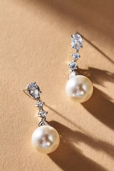 Nadri Oval Crystal Pearl Drop Earrings In Multi