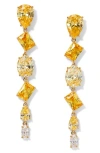 Nadri Palm Springs Yellow Mixed Cut Stone Linear Drop Earrings In Gold