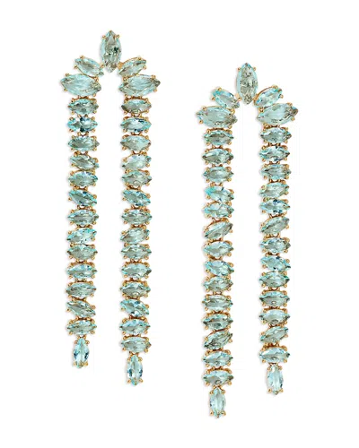 Nadri Palm Springs Green Stone Double Strand Drop Earrings In Gold
