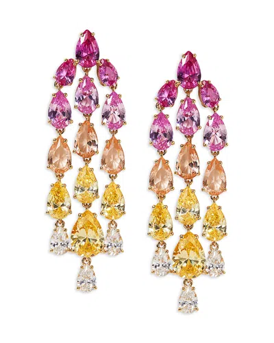 Nadri Palm Springs Multicolor Pear Stone Chandelier Drop Earrings In Gold