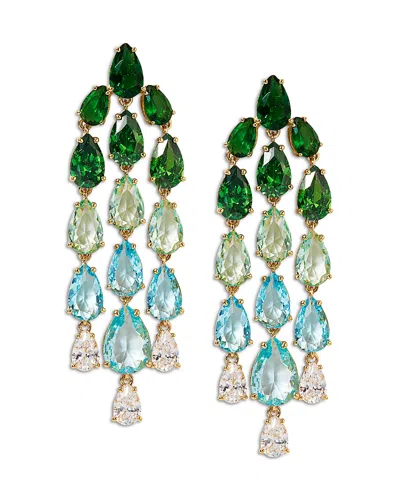 Nadri Palm Springs Multicolor Pear Stone Chandelier Drop Earrings In Green