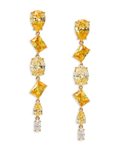 Nadri Palm Springs Yellow Mixed Cut Stone Linear Drop Earrings In Gold