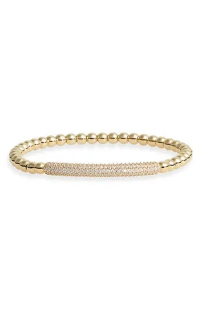 Nadri Pavé Bar Beaded Stretch Bracelet<br /> In Gold