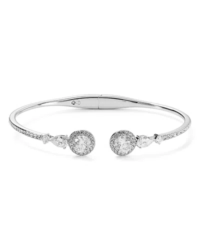 Nadri Pave Detail Hinge Bracelet In Silver