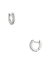 Nadri Pave Huggie Hoop Earrings In 18k Gold Plated Or Rhodium Plated In Silver