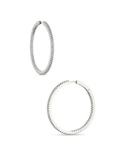 Nadri Pave Inside Out Hoop Earrings In 18k Gold Plated Or Rhodium Plated In Silver