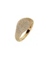 Nadri Pave Signet Ring In 18k Gold Plate