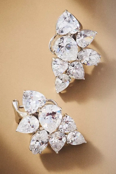 Nadri Pear-cut Crystal Cluster Earrings In Silver