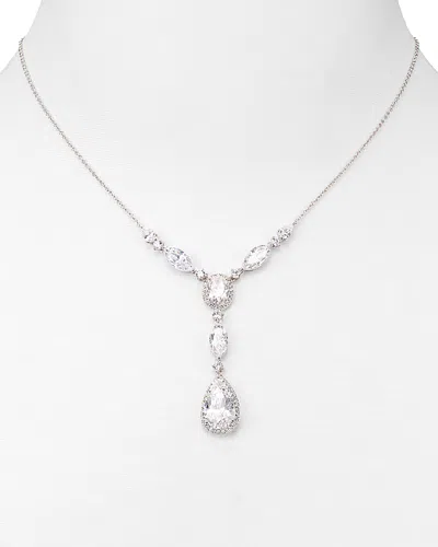 Nadri Pear Shaped Drop Lariat Necklace, 16 In Silver