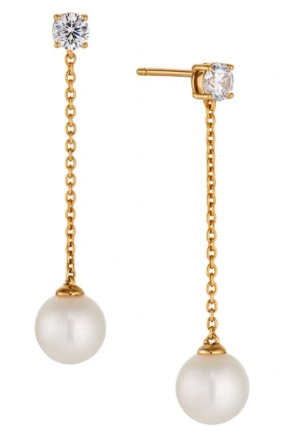 Nadri Cultured Genuine Freshwater Pearl Drop Earrings In Gold
