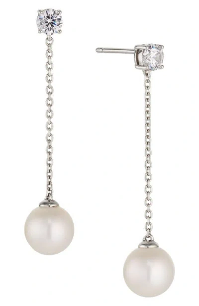NADRI NADRI PEARL & CUBIC ZIRCONIA LINEAR DROP EARRINGS