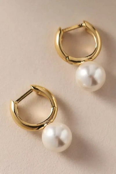 Nadri Pearl Huggie Earrings In Gold