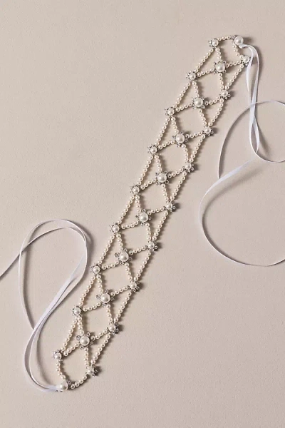 Nadri Pearl Lattice Hair Garland In Metallic