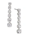 Nadri Graduated Cubic Zirconia Linear Drop Earrings In Silver
