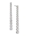 Nadri Perfect Tennis Cubic Zirconia Graduated Linear Drop Earrings In Rhodium Plated In Silver